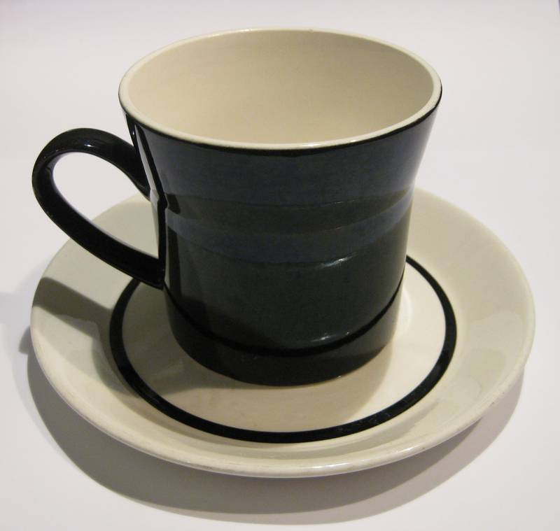 Black and white cup and saucer Vernon Browser